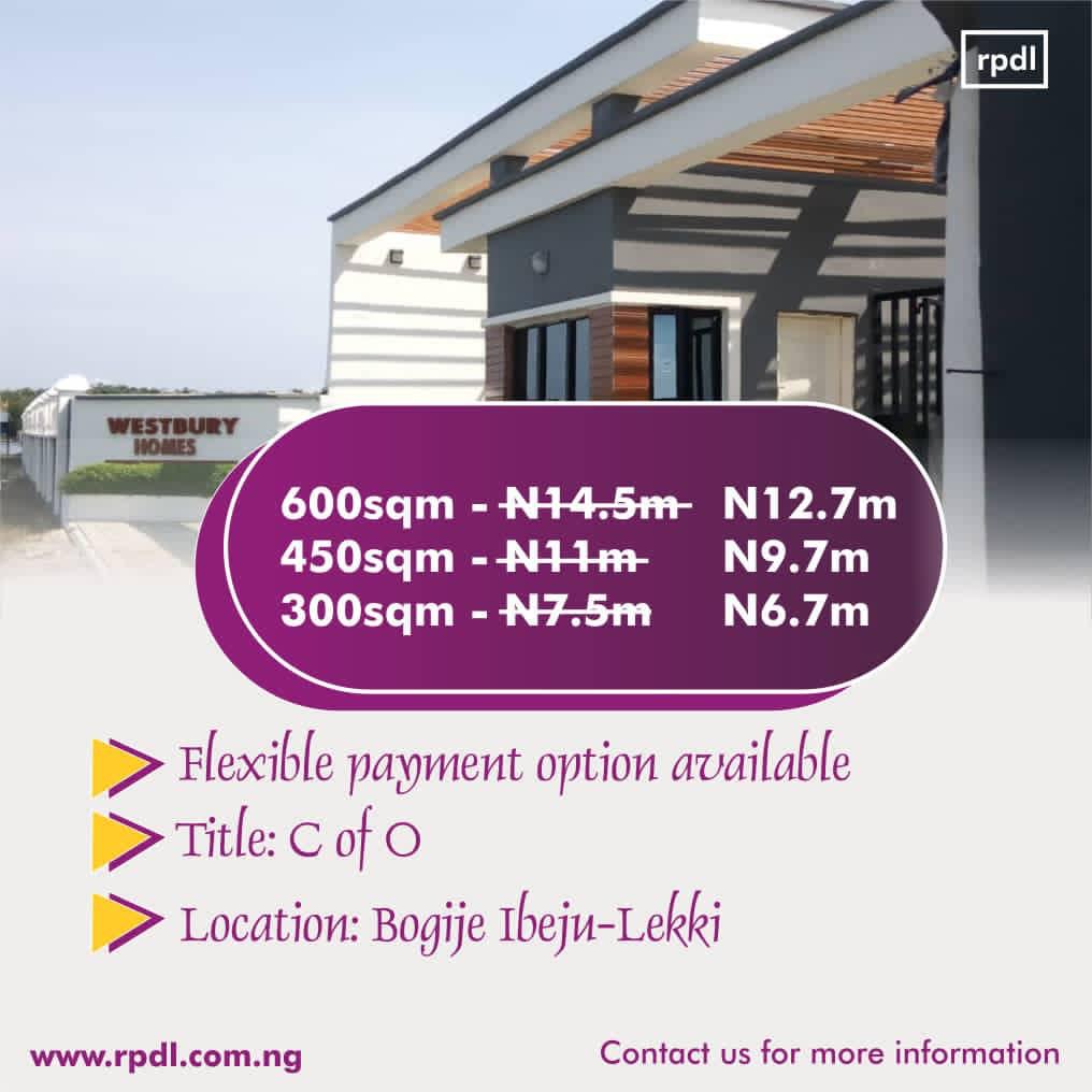 600 sqm land for sale - Bogije , Lagos state 